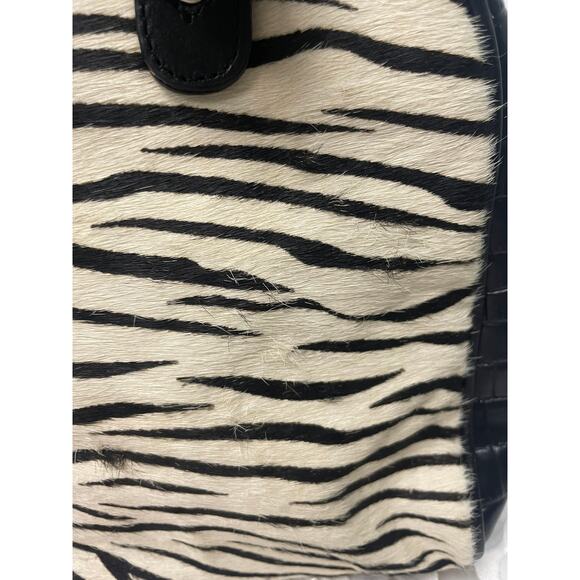 Isabella Adam's Black Pebbled Leather and Cream Zebra Print Bowler Bag - Picture 8 of 11